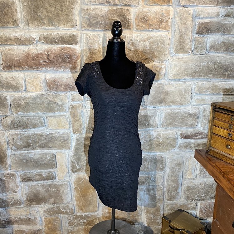 Free People Black Textured Sheath Dress