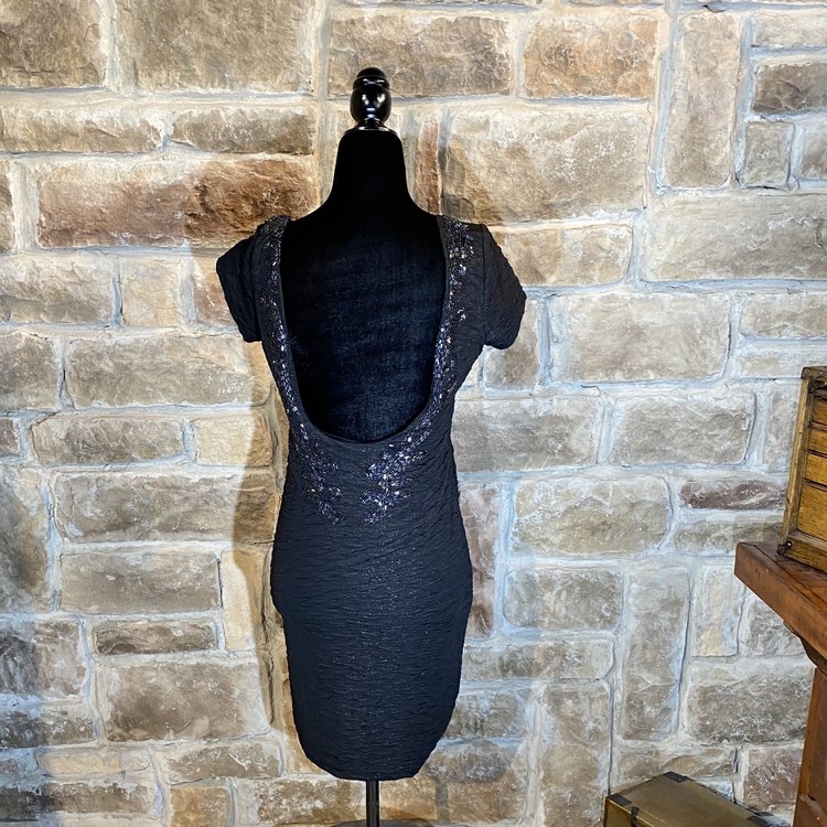 Free People Black Textured Sheath Dress