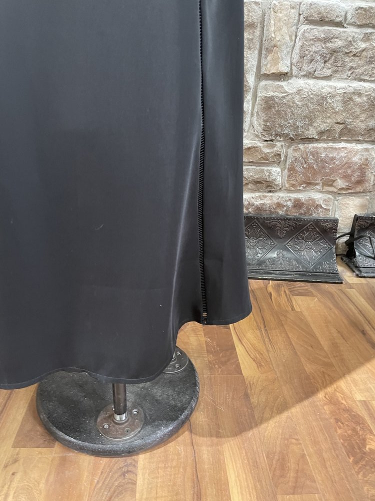 Aqua Black Ladder Stitch Halter Gown