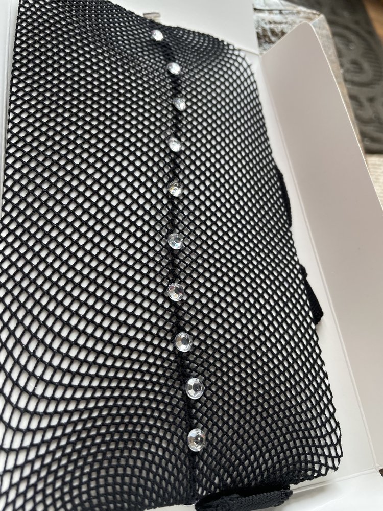 Lovely Leg Black Rhinestone Fishnet Tights, OSFM