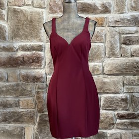 B Darlin Maroon Strappy Back Zip-Up Back Dress, Size 13/14