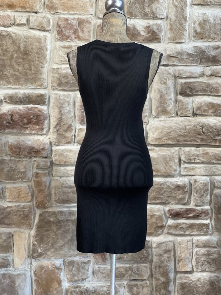 Planet Gold Black and White Knit Dress w/ Lace Up Front, Size XL