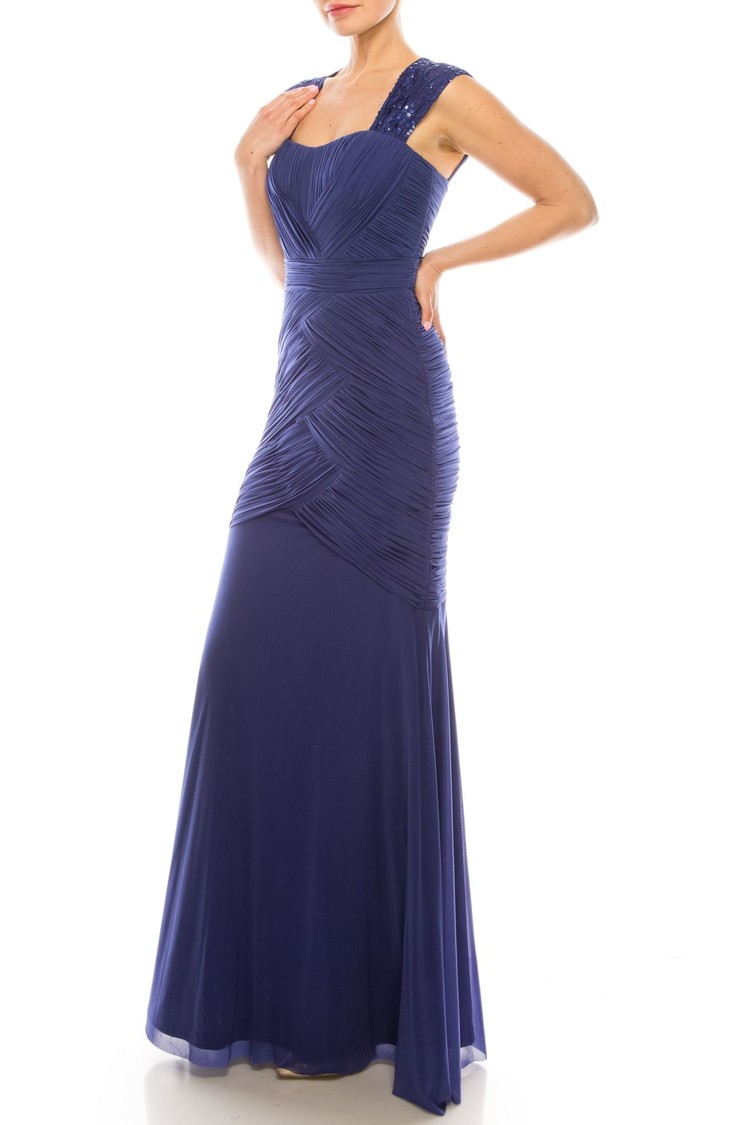 Decode 1.8 Purple Lace Sleeve Cut Out Back Criss Cross Jersey Mesh Dress