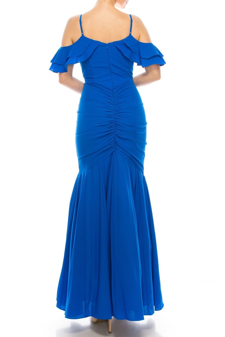 Decode 1.8 Blue Cold Shoulder Mermaid Crepe Gown, Size 16