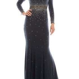 Decode 1.8 Gray Mesh Waist Embellished Gown w/ Sleeves, Size 16