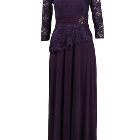 Decode 1.8 Purple Scalloped Glitter Gown w/ Sleeves, Size 8
