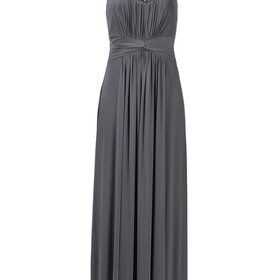Decode 1.8 Gray Embellished Collar Ruched Waist Gown
