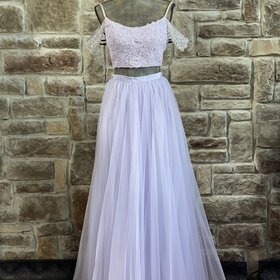 Sherri Hill Lilac Purple Chandelier Cold Shoulder Two Piece Gown, Size 4