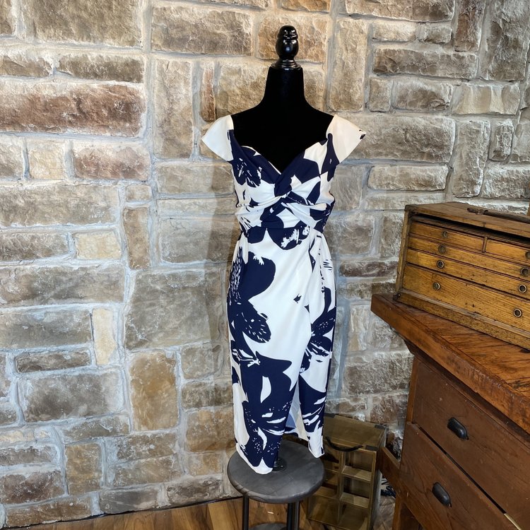 Bardot Navy and White Floral Cocktail Dress