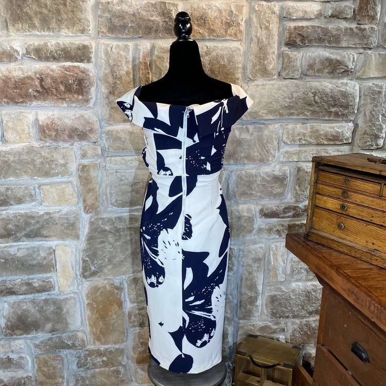 Bardot Navy and White Floral Cocktail Dress