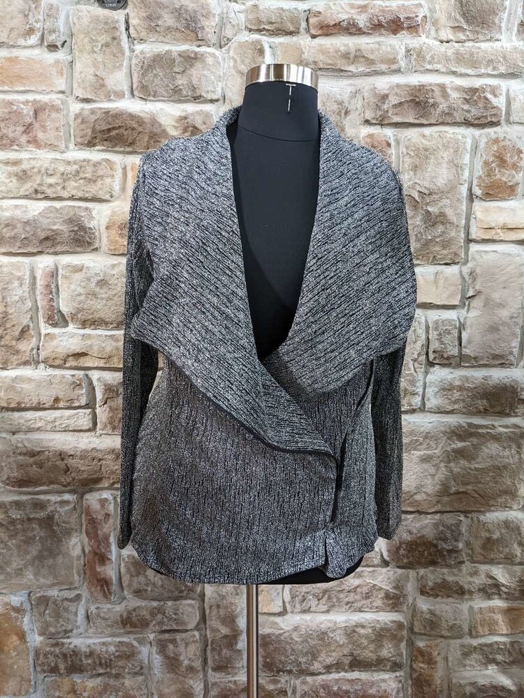 Blumin Apparel Silver Lurex Top with Asymmetrical Zipper