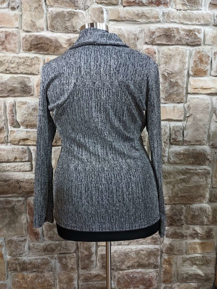 Blumin Apparel Silver Lurex Top with Asymmetrical Zipper