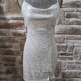 Speechless Ivory Bodycon Dress with Cutout Back, Size 9/10