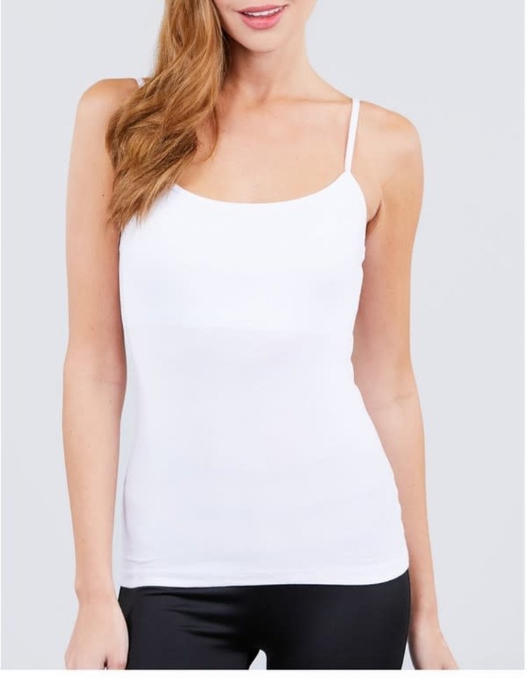 Montrez White Cami Tank with Shelf Bra