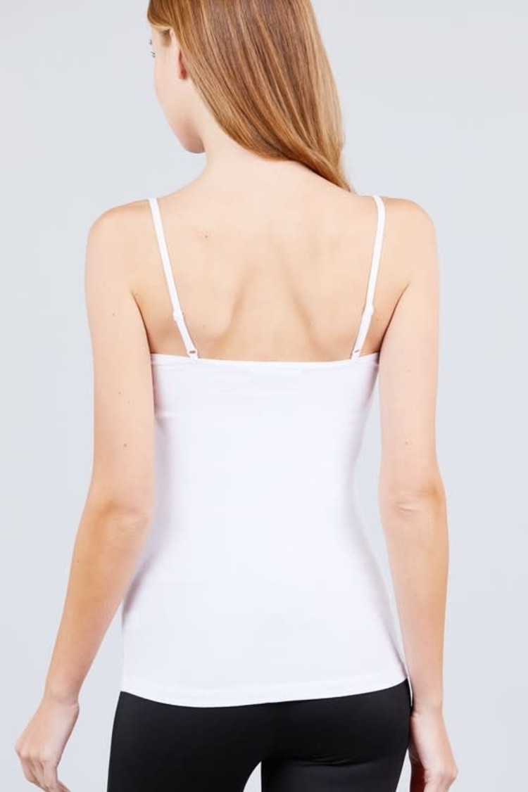 Montrez White Cami Tank with Shelf Bra