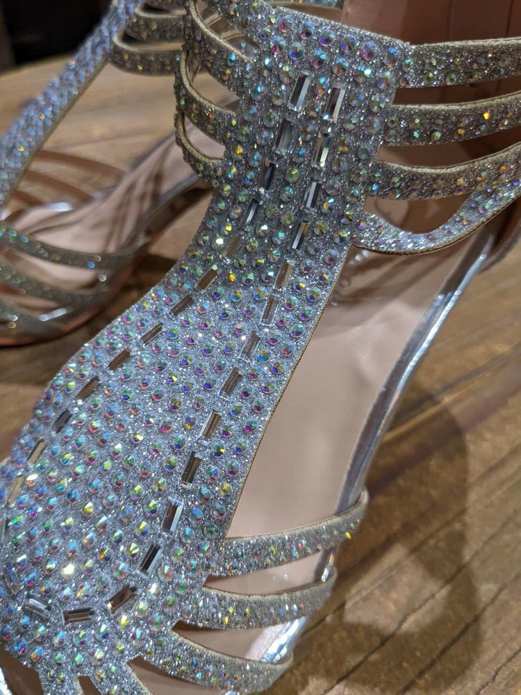 Forever Silver Crystal Sandals with 2.5" Heels