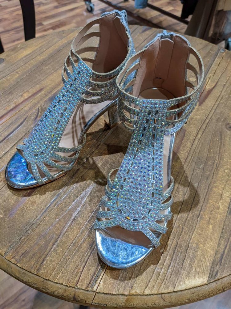 Forever Silver Crystal Sandals with 2.5" Heels