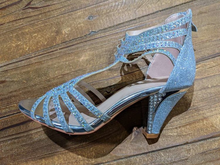 Forever Silver Crystal Sandals with 2.5" Heels