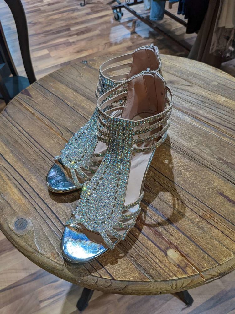 Forever Gold Crystal Sandals with 2.5" Heels