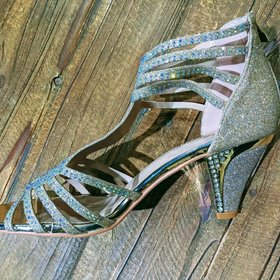 Forever Gold Crystal Sandals with 2.5" Heels