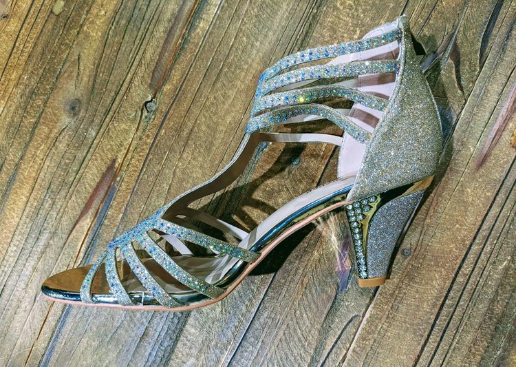 Forever Gold Crystal Sandals with 2.5" Heels