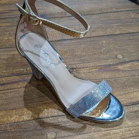 Forever Light Gold Crystal Sandals w/3" Block Heels