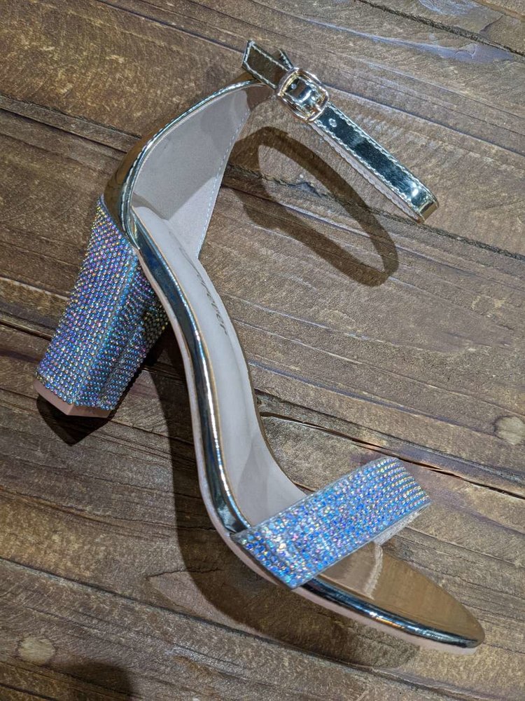 Forever Light Gold Crystal Sandals w/3" Block Heels