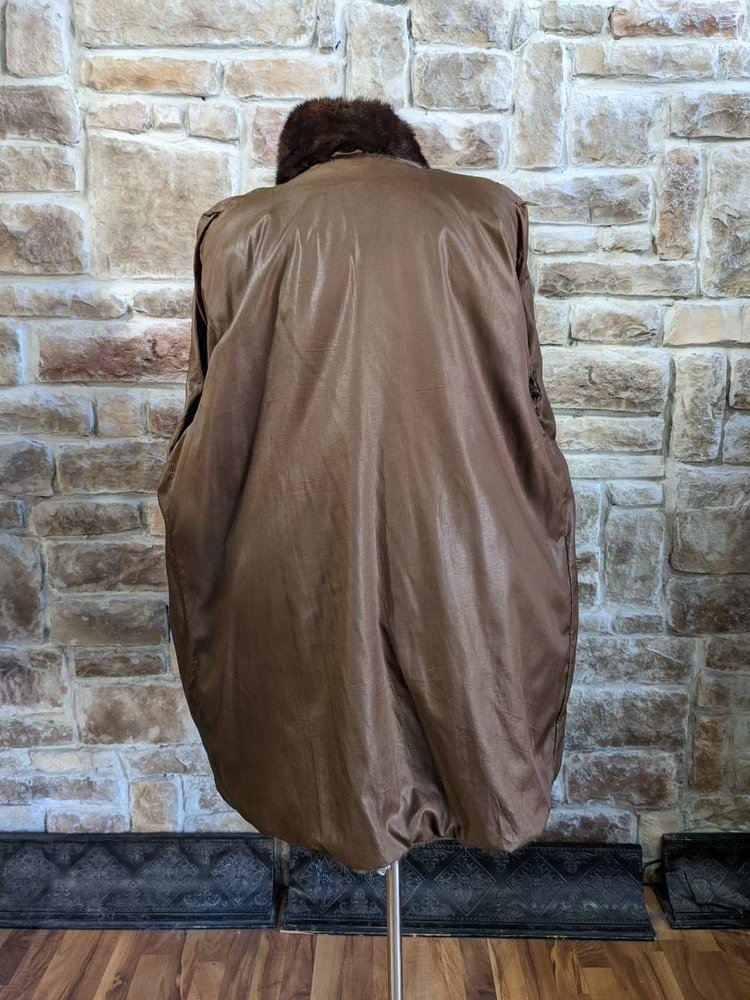 Dark Brown Mink Swing Coat w/Flap Pockets, Size 2XL