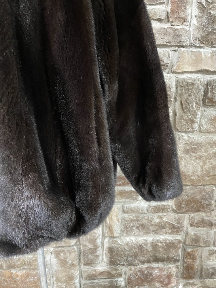 Very Dark Ranch Mink Zip-Up Bomber Jacket, Size L