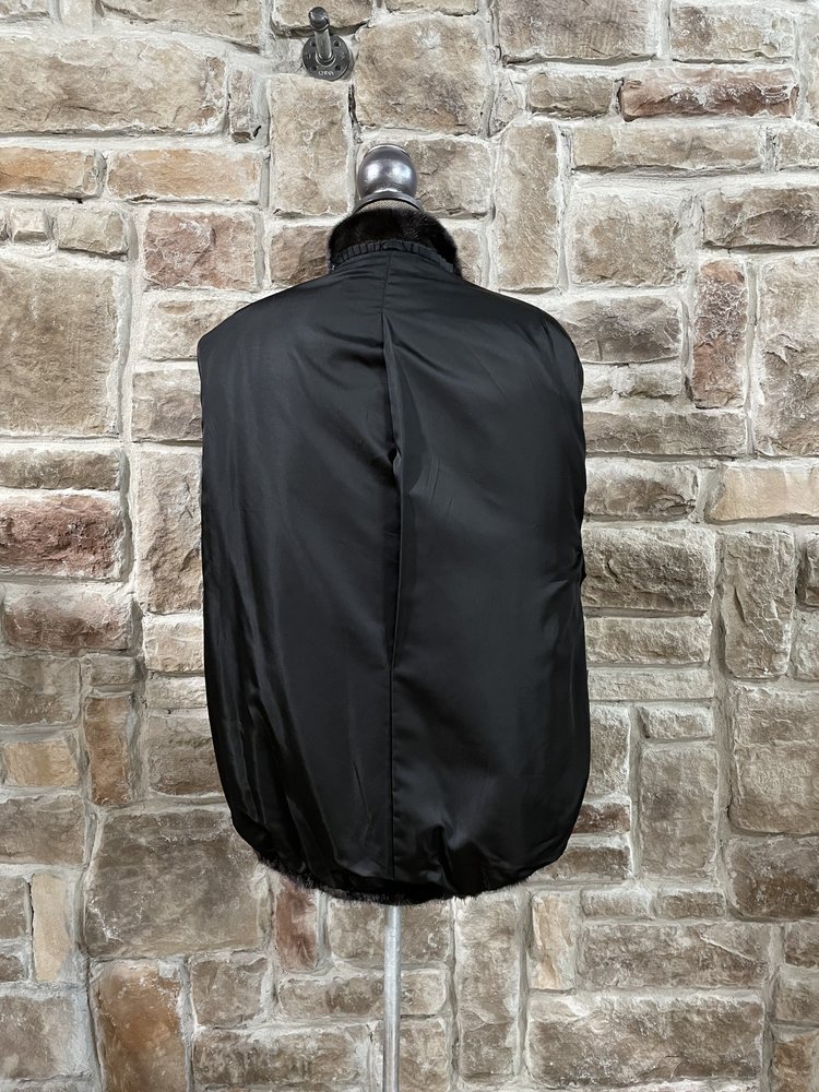 Very Dark Ranch Mink Zip-Up Bomber Jacket, Size L