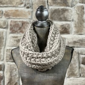 Taupe Hand Knit Snood Scarf