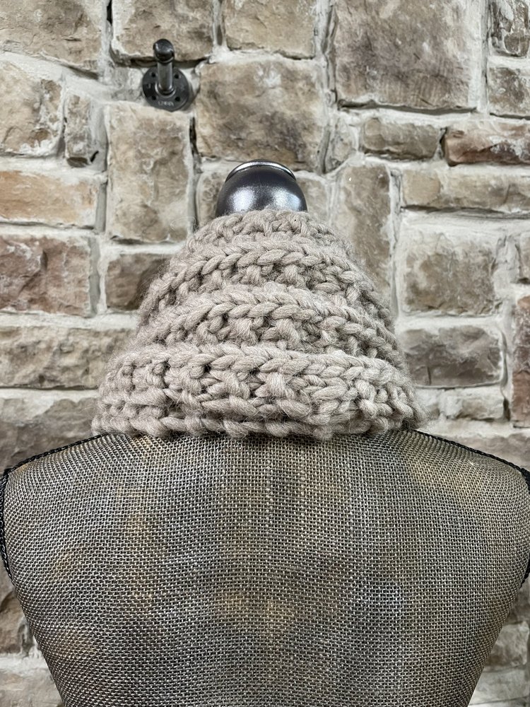 Taupe Hand Knit Snood Scarf