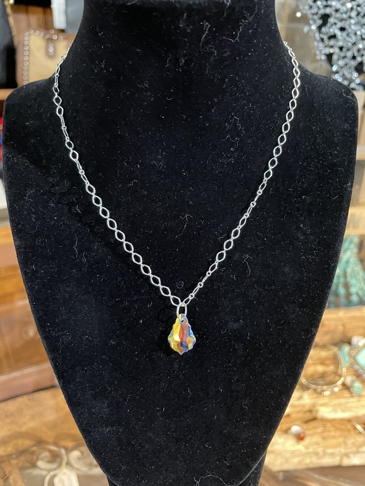 Silver AB Single Drop Necklace