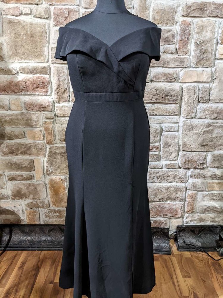 Xscape Black Portrait Neck Evening Dress Gown