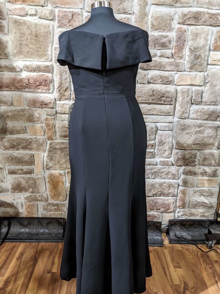 Xscape Black Portrait Neck Evening Dress Gown