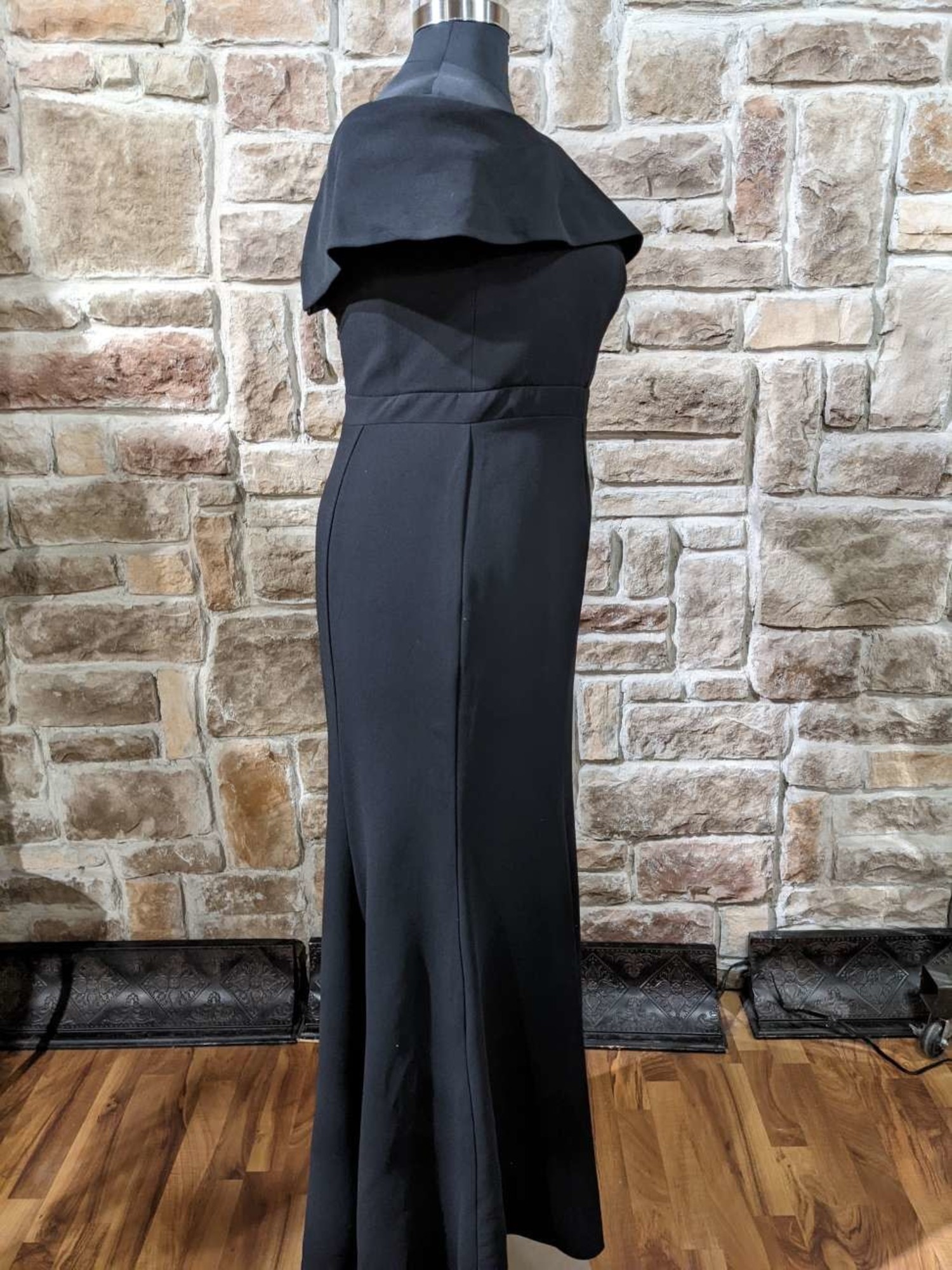 Black Portrait Neck Evening Dress Gown - Elements Unleashed