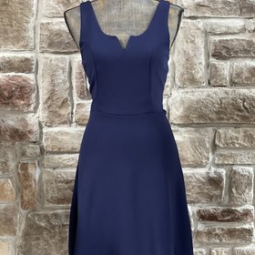 Planet Gold Navy Light Crepe V-Notched  Dress, Size L