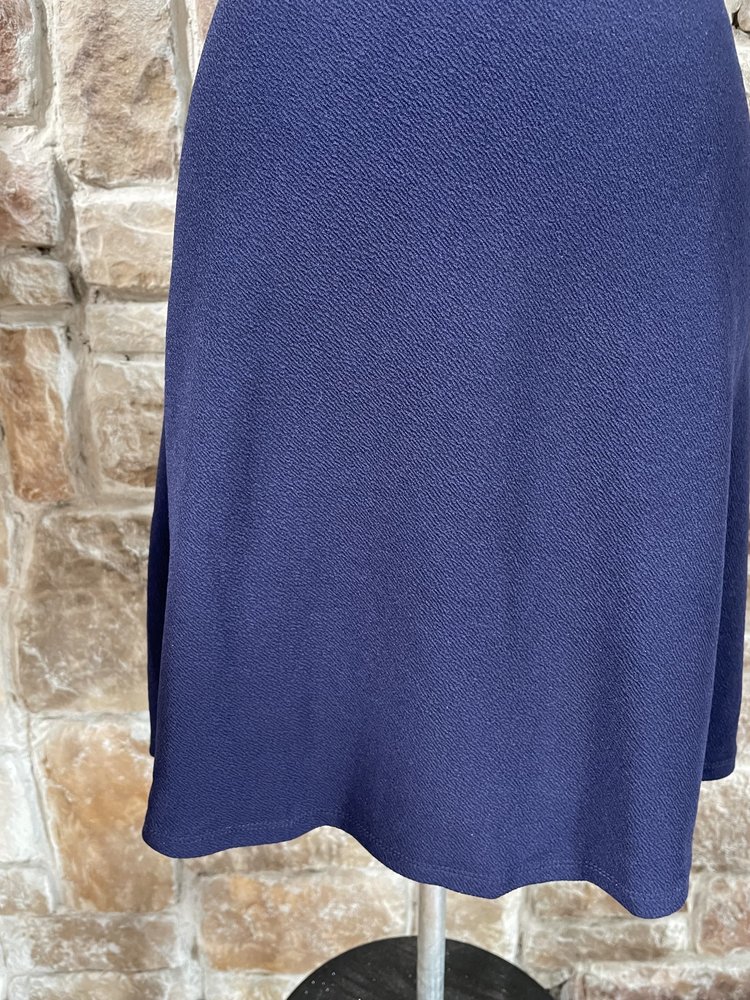 Planet Gold Navy Light Crepe V-Notched  Dress, Size L