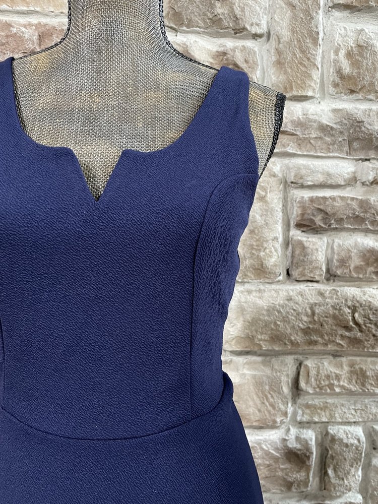 Planet Gold Navy Light Crepe V-Notched  Dress, Size L