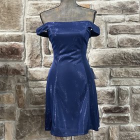 Teeze Me Navy Shimmer A-Line Dress