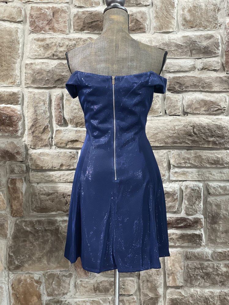 Teeze Me Navy Shimmer A-Line Dress