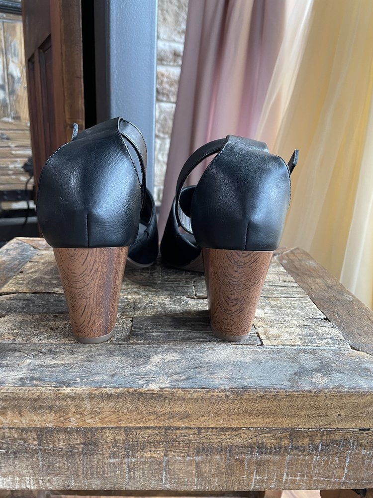 Style & Co Black Suede Heeled Mule Sandal w/ Ankle Straps, Size 11