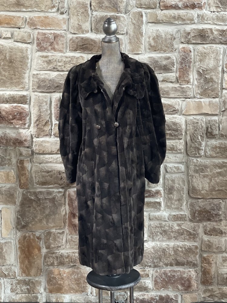Brown Sheared Mink Section Coat, Size 1X