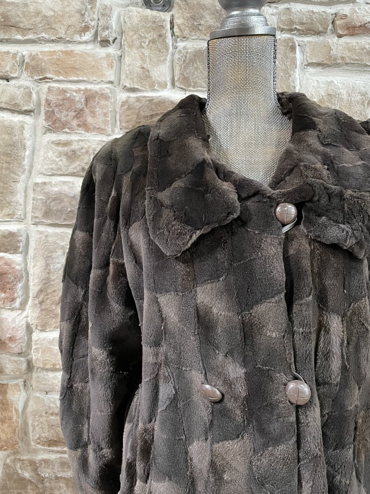 Brown Sheared Mink Section Coat, Size 1X