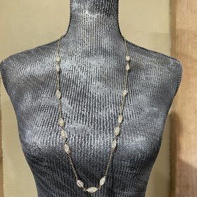 Long Gold Glass Mesh Chain Necklace
