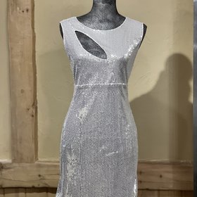 BLVD Collection White Sequin Cutout Mini Dress, Size XL