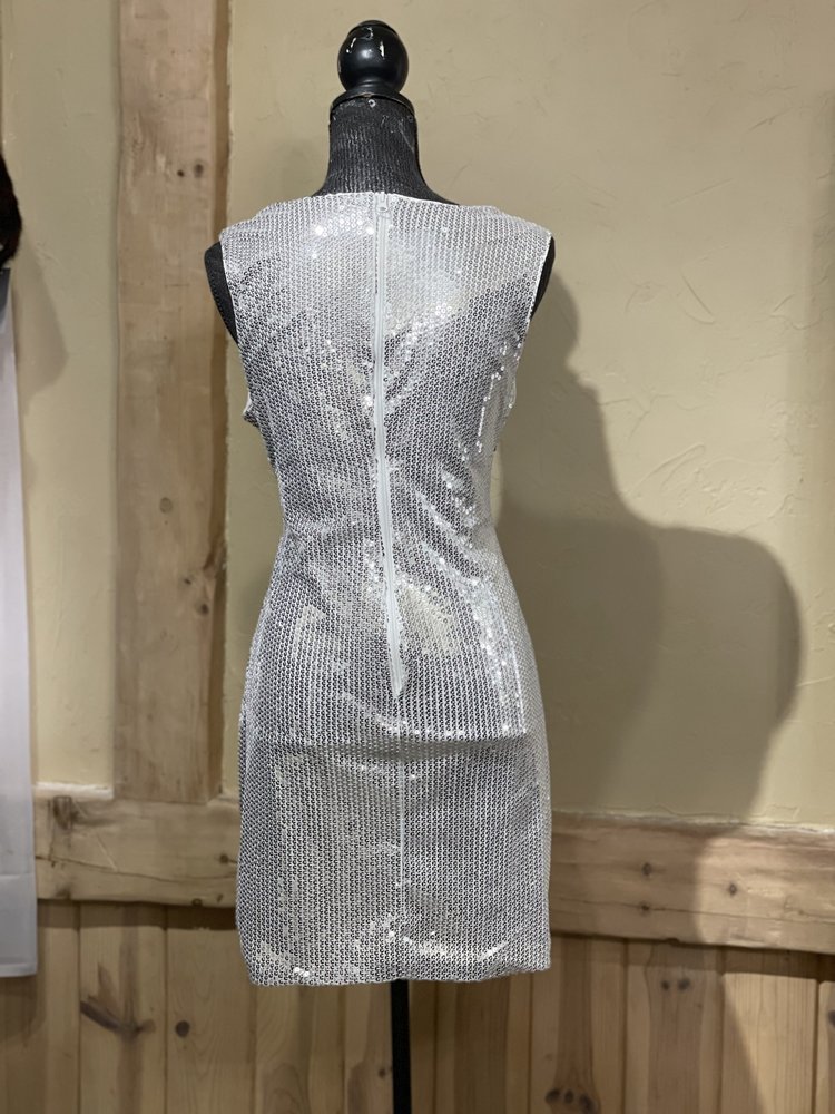 BLVD Collection White Sequin Cutout Mini Dress, Size XL