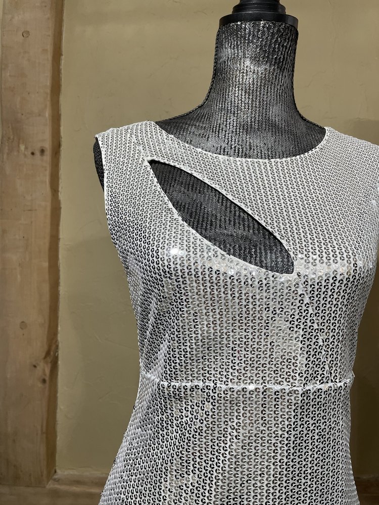 BLVD Collection White Sequin Cutout Mini Dress, Size XL