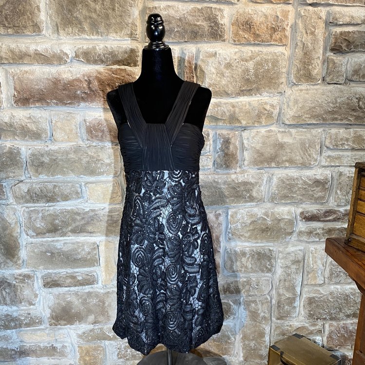 Sue Wong Black Embellished Cocktail Dress, Size 6