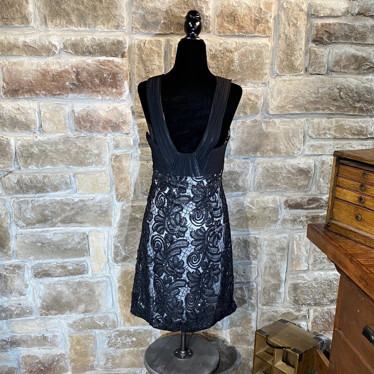 Sue Wong Black Embellished Cocktail Dress, Size 6